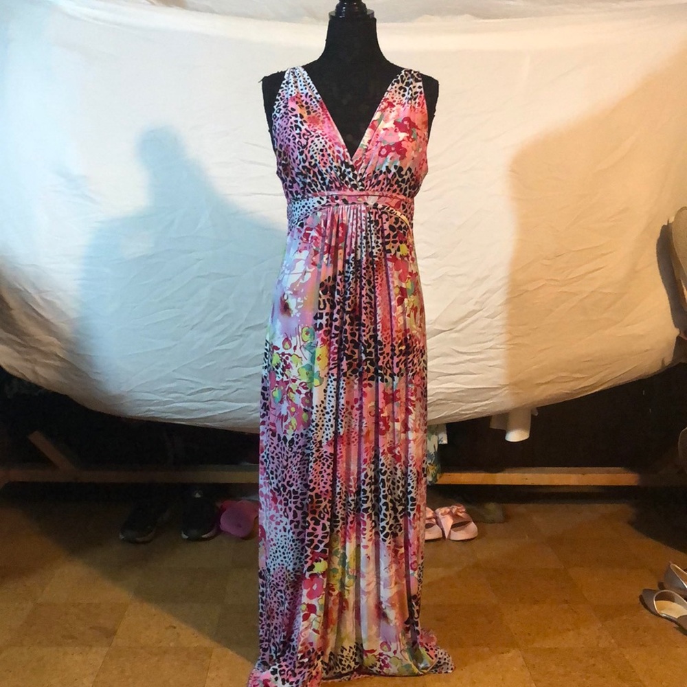 Floral and Cheetah Print Maxi Dress